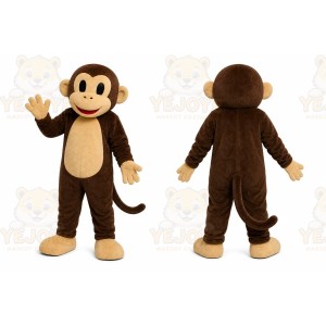 Brown Monkey Mascot Costume with Custom Logo