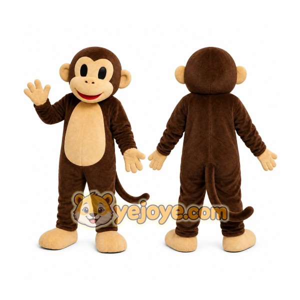 Brown Monkey Mascot Costume with Custom Logo