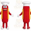 Red Hotdog Mascot Costume with Custom Logo