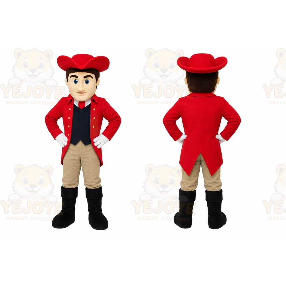 Red Cowboy Mascot Costume with Custom Logo
