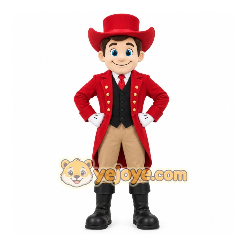 Red Cowboy Mascot Costume with Custom Logo