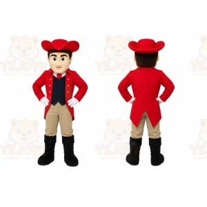 Red Cowboy Mascot Costume with Custom Logo