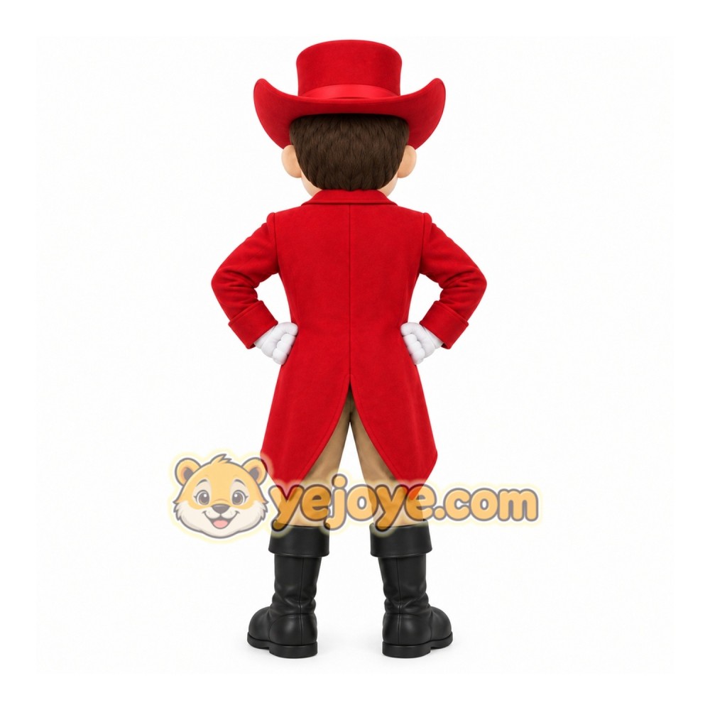 Red Cowboy Mascot Costume with Custom Logo