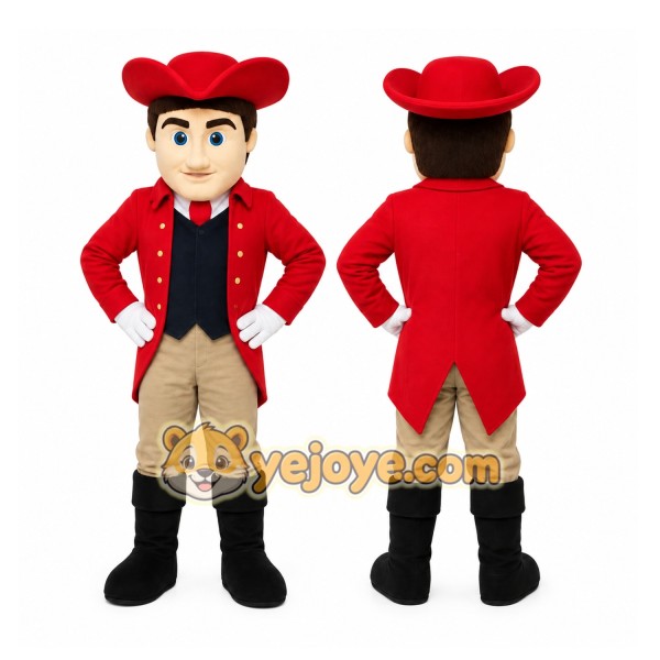 Red Cowboy Mascot Costume with Custom Logo
