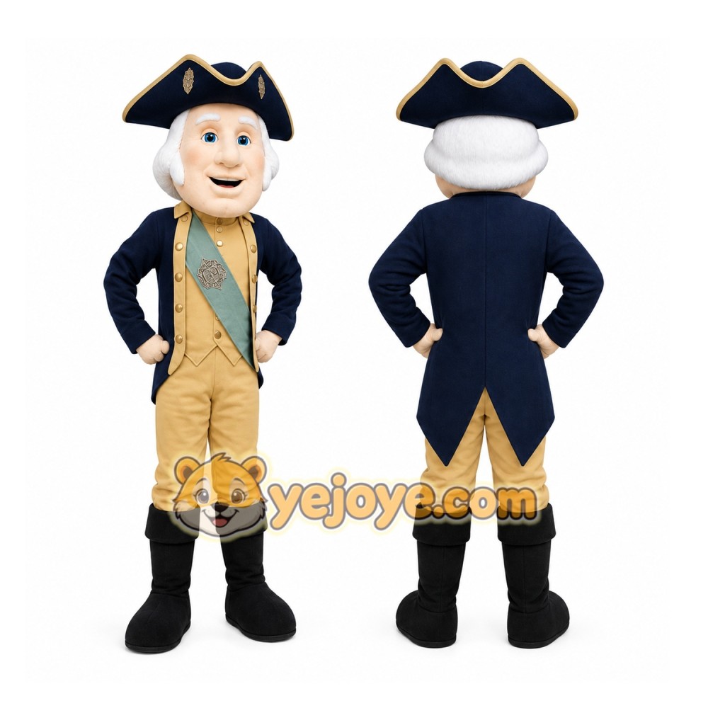 Colonial Man Mascot Costume with Custom Logo