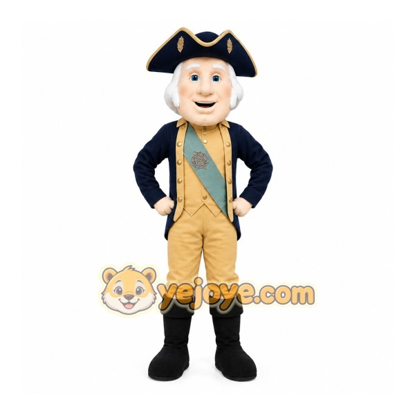 Colonial Man Mascot Costume with Custom Logo
