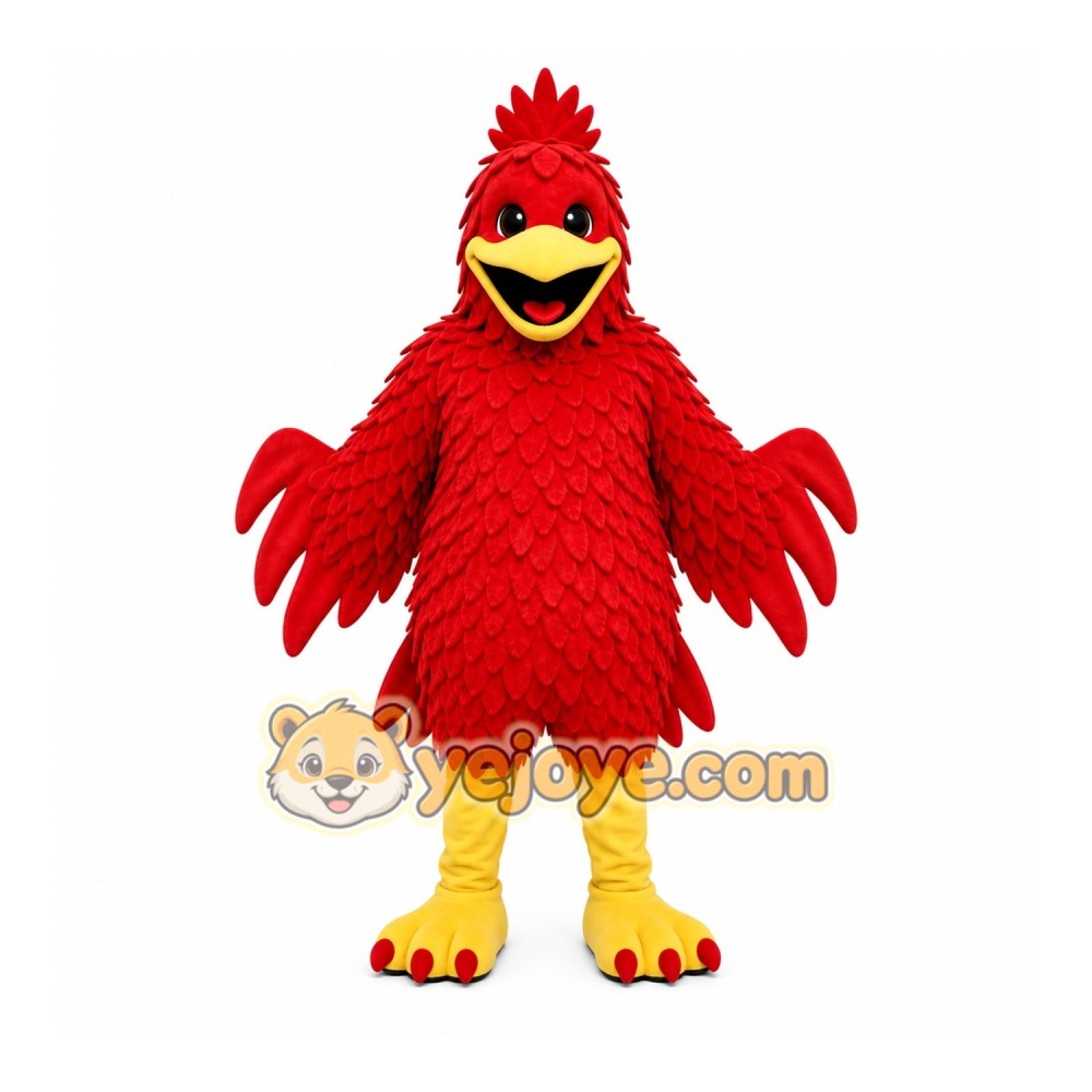 Red Bird Mascot Costume with Custom Logo