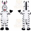 White Zebra Mascot Costume with Custom Logo