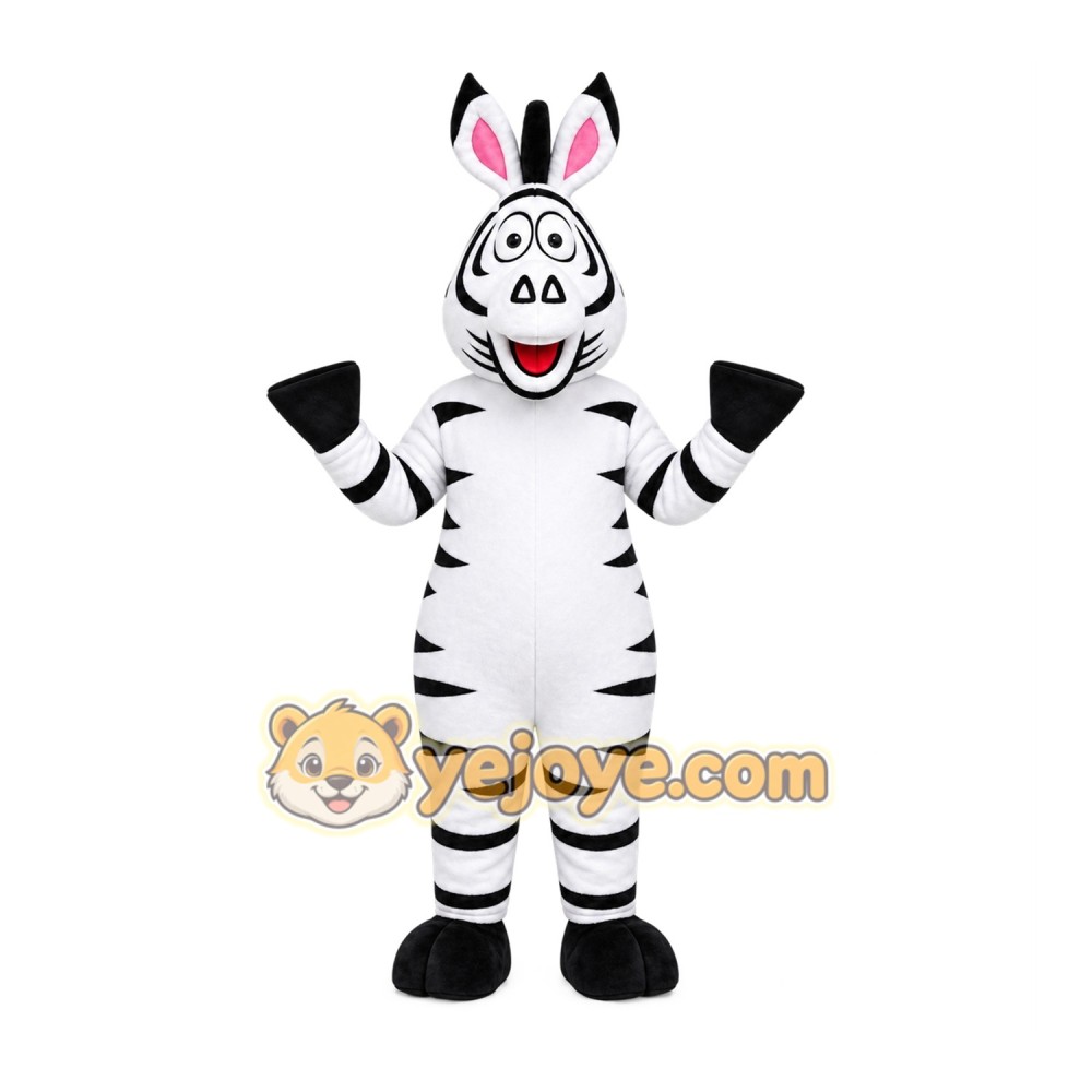 White Zebra Mascot Costume with Custom Logo White Zebra Mascot Costume with Custom Logo
