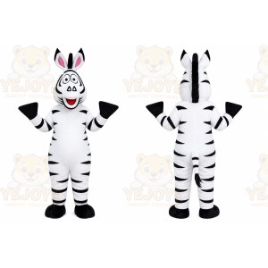 White Zebra Mascot Costume with Custom Logo