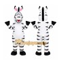 White Zebra Mascot Costume with Custom Logo
