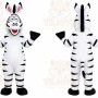White Zebra Mascot Costume with Custom Logo