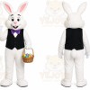 White Rabbit Mascot Costume with Custom Logo