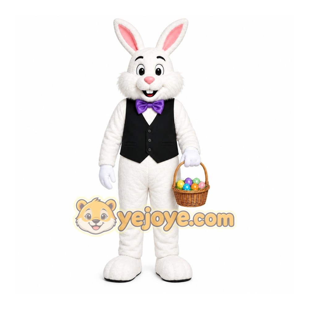 White Rabbit Mascot Costume with Custom Logo White Rabbit Mascot Costume with Custom Logo