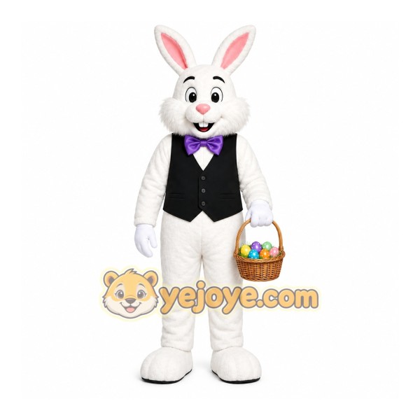 White Rabbit Mascot Costume with Custom Logo White Rabbit Mascot Costume with Custom Logo