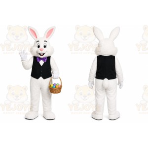 White Rabbit Mascot Costume with Custom Logo
