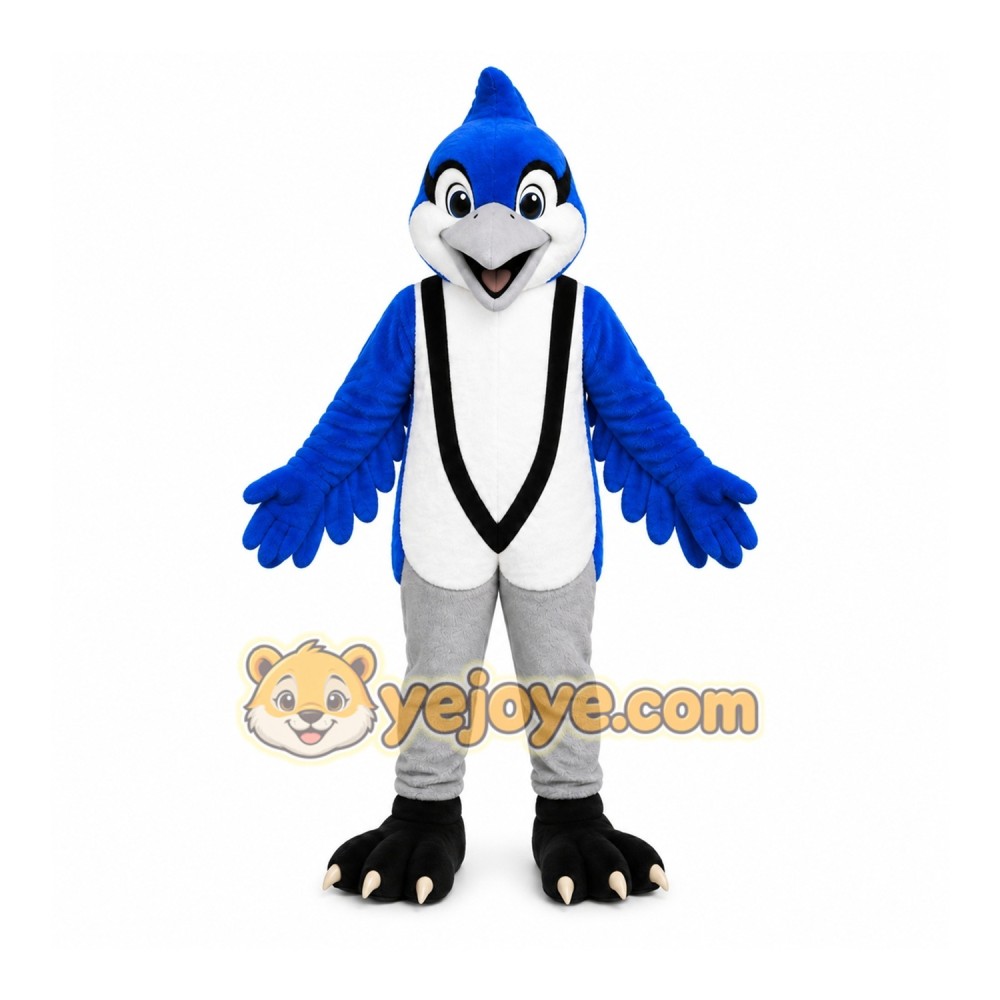 Blue Bird Mascot Costume with Custom Logo