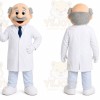 White Scientist Mascot Costume with Custom Logo