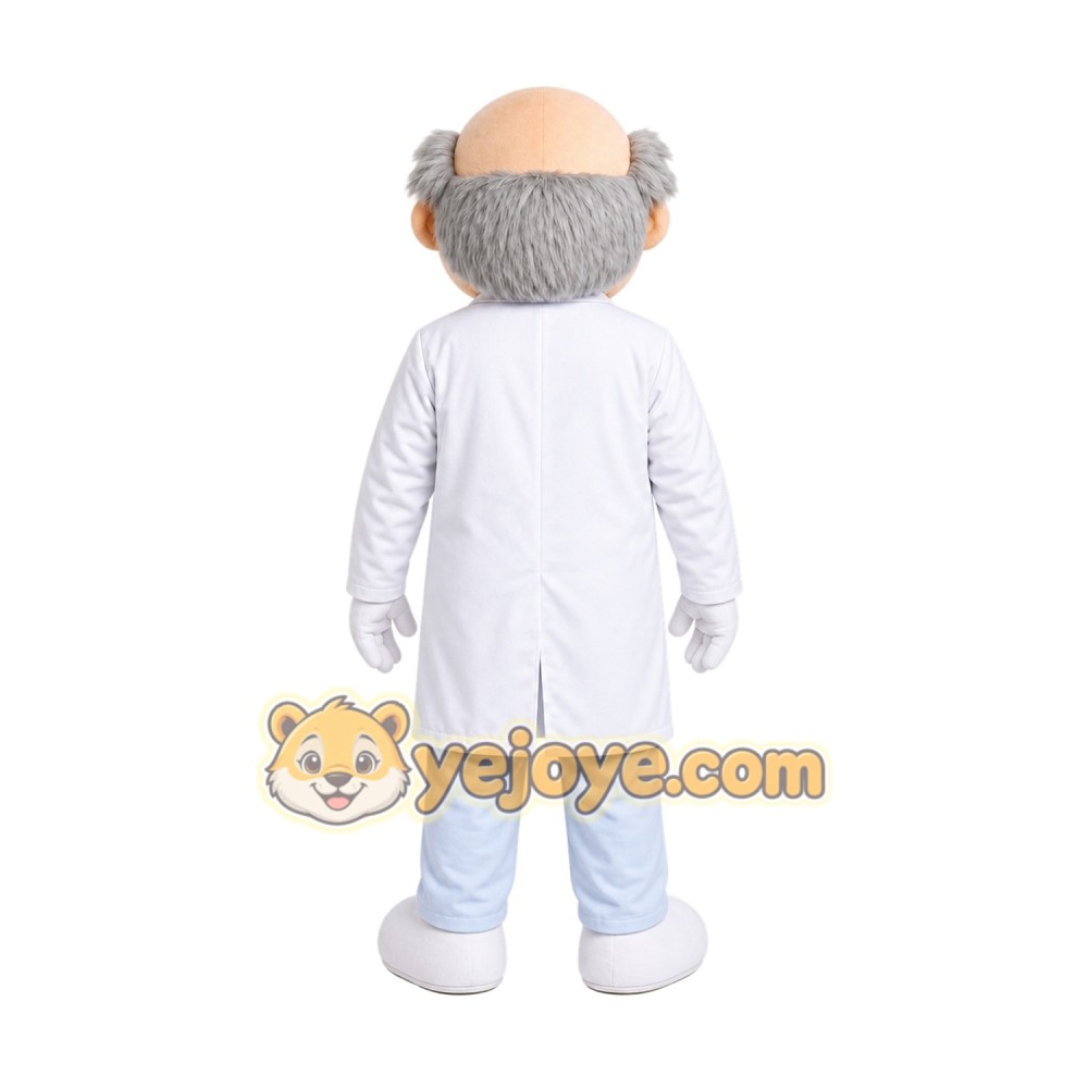White Scientist Mascot Costume with Custom Logo White Scientist Mascot Costume with Custom Logo
