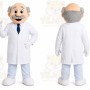 White Scientist Mascot Costume with Custom Logo