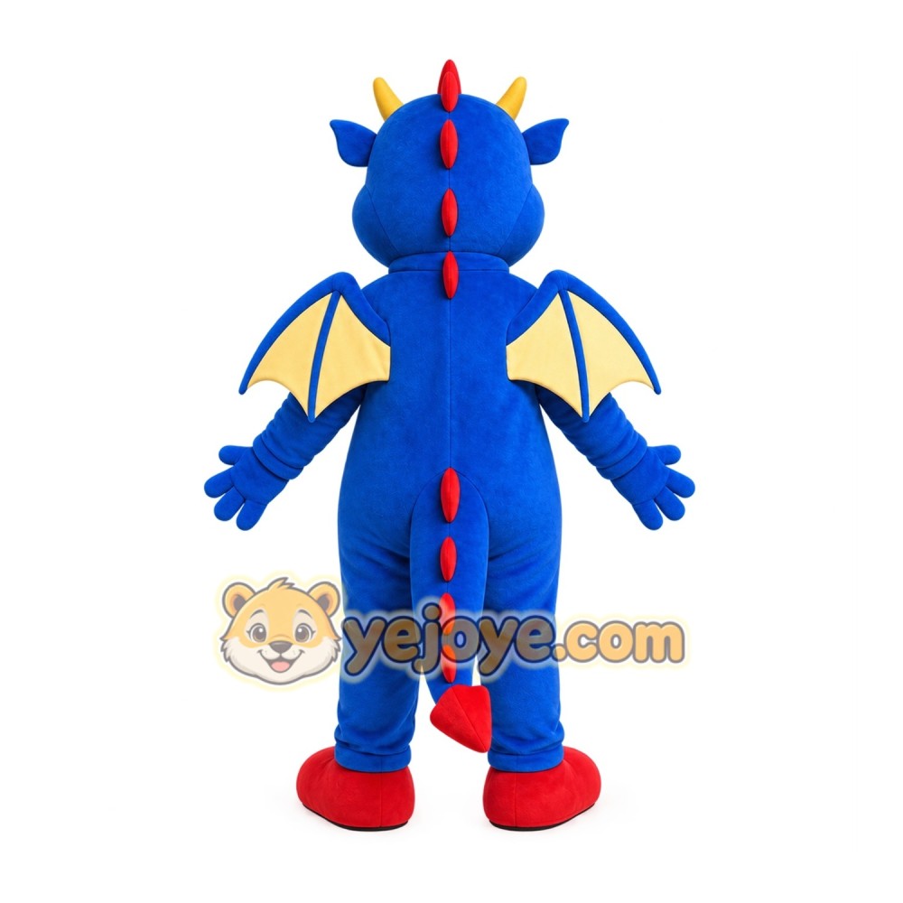 Blue Dragon Mascot Costume with Custom Logo