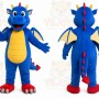 Blue Dragon Mascot Costume with Custom Logo