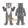 Gray Tiger Mascot Costume with Custom Logo Gray Tiger Mascot Costume with Custom Logo