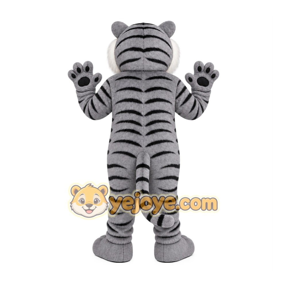 Gray Tiger Mascot Costume with Custom Logo Gray Tiger Mascot Costume with Custom Logo