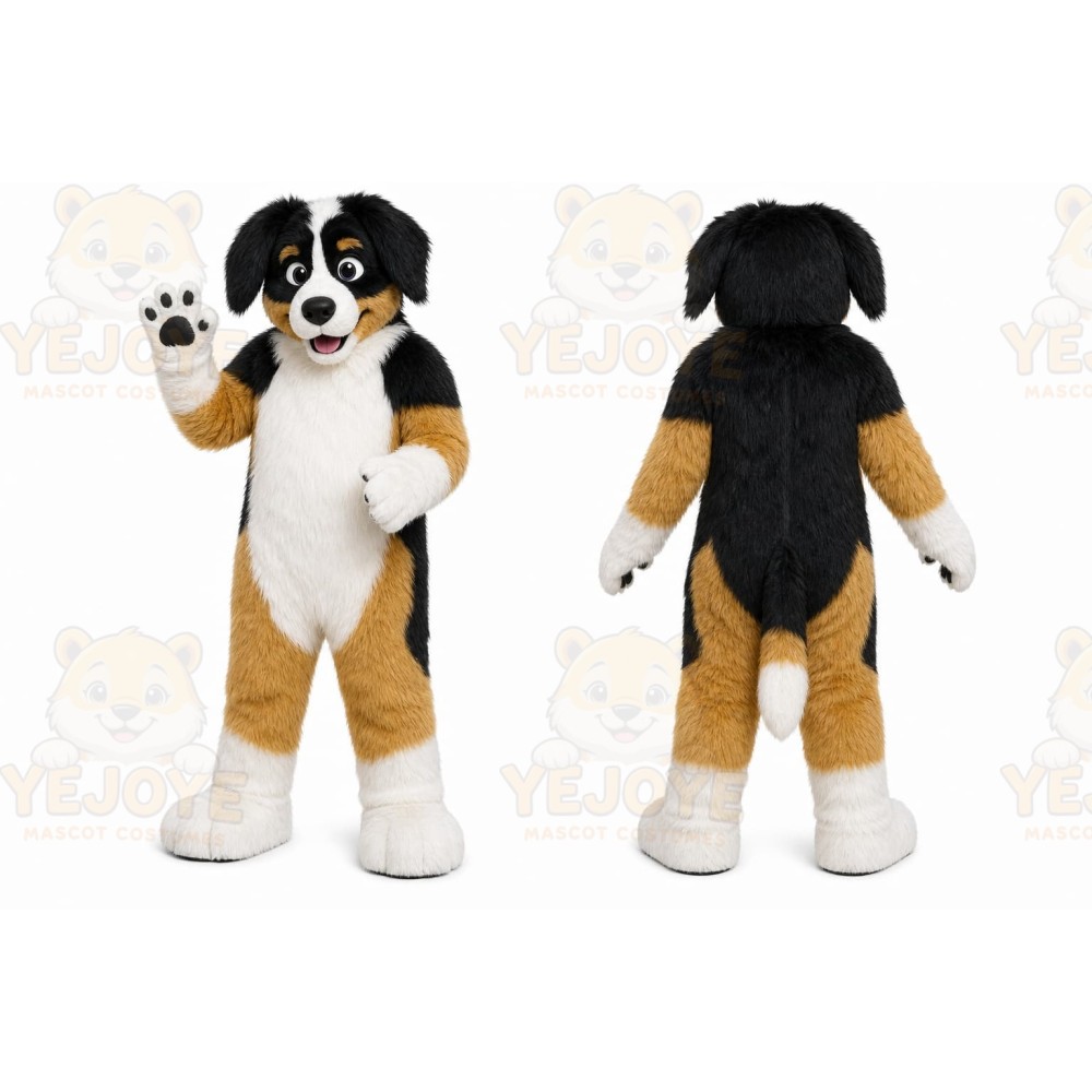 Black Dog Mascot Costume with Custom Logo