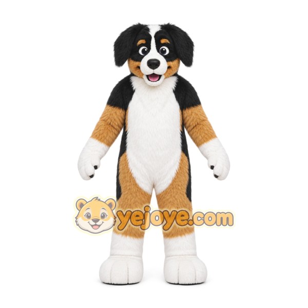 Black Dog Mascot Costume with Custom Logo