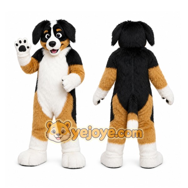 Black Dog Mascot Costume with Custom Logo