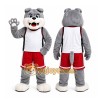 Gray Dog Mascot Costume with Custom Logo Gray Dog Mascot Costume with Custom Logo