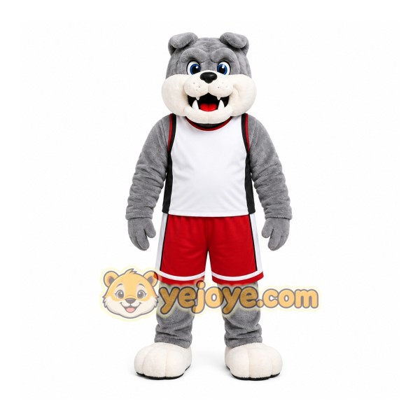 Gray Dog Mascot Costume with Custom Logo Gray Dog Mascot Costume with Custom Logo