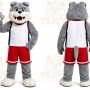 Gray Dog Mascot Costume with Custom Logo