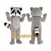 Gray Raccoon Mascot Costume with Custom Logo