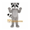 Gray Raccoon Mascot Costume with Custom Logo