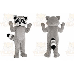 Gray Raccoon Mascot Costume with Custom Logo