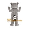 Gray Raccoon Mascot Costume with Custom Logo