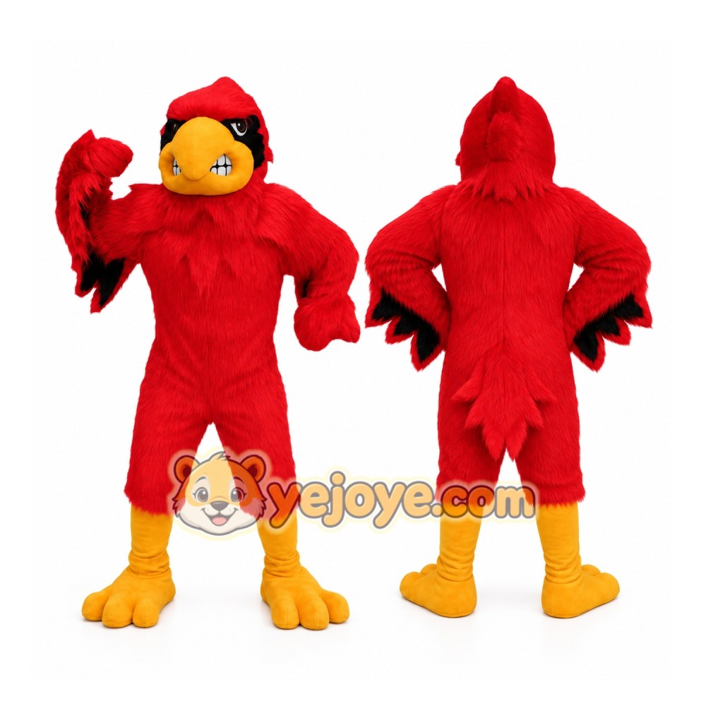 Red Bird Mascot Costume with Custom Logo