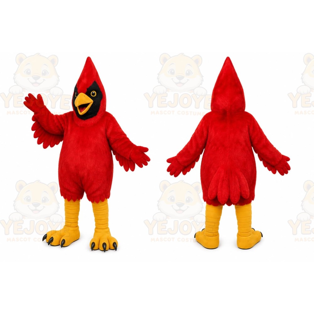 Red Bird Mascot Costume with Custom Logo
