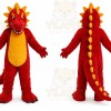 Red Dragon Mascot Costume with Custom Logo