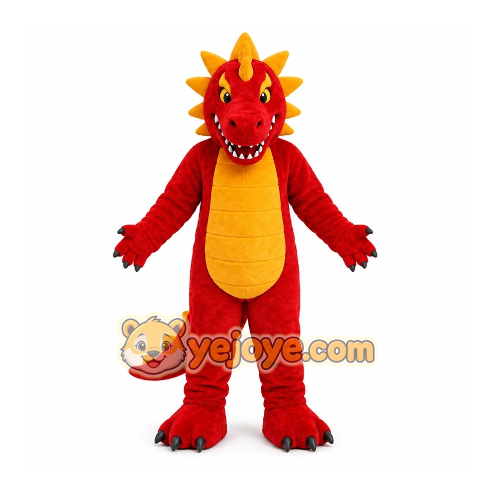 Red Dragon Mascot Costume with Custom Logo Red Dragon Mascot Costume with Custom Logo