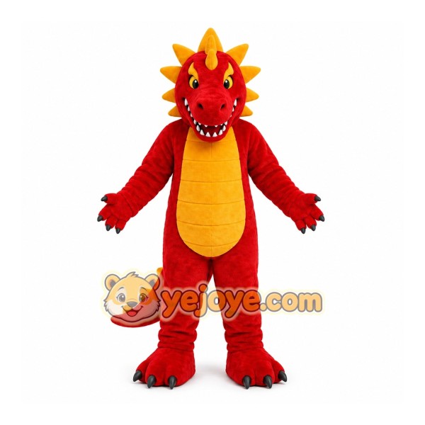 Red Dragon Mascot Costume with Custom Logo Red Dragon Mascot Costume with Custom Logo