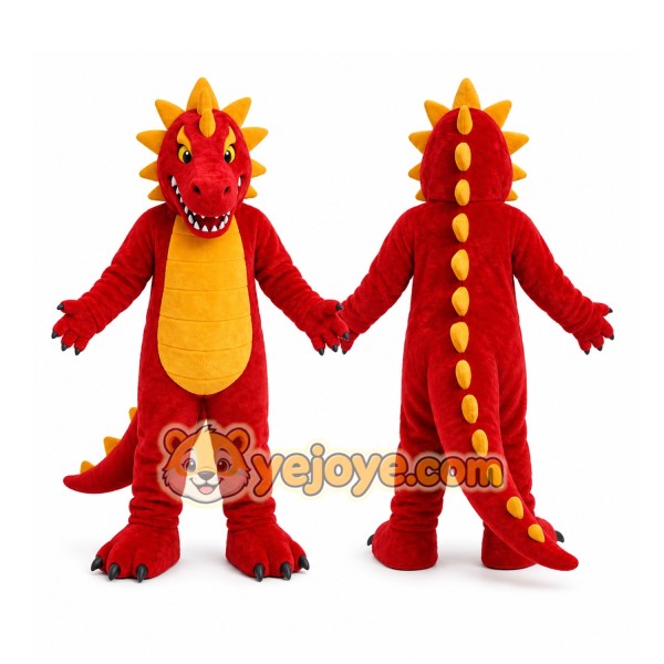 Red Dragon Mascot Costume with Custom Logo