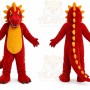 Red Dragon Mascot Costume with Custom Logo