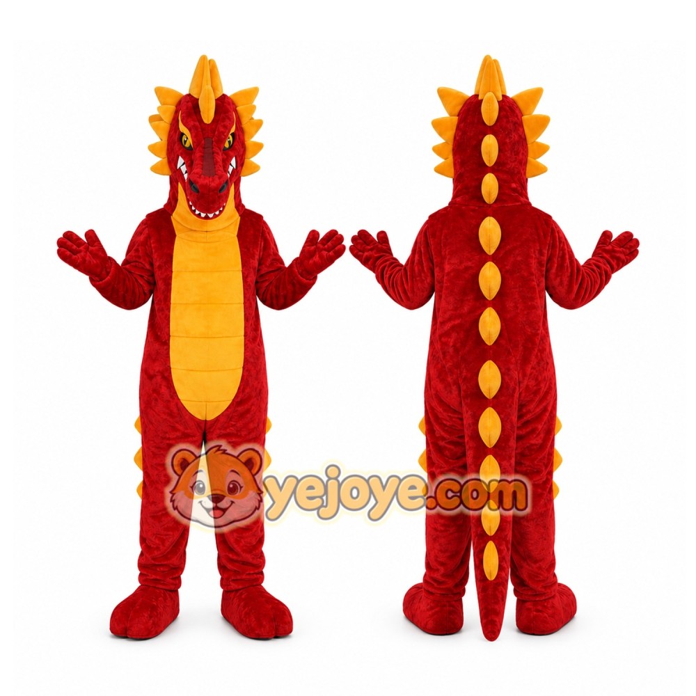 Red Dragon Mascot Costume with Custom Logo Red Dragon Mascot Costume with Custom Logo