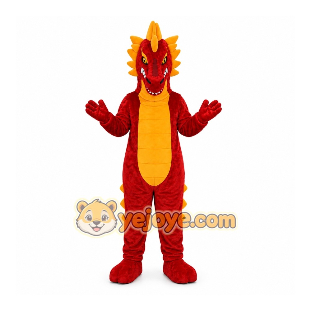 Red Dragon Mascot Costume with Custom Logo Red Dragon Mascot Costume with Custom Logo