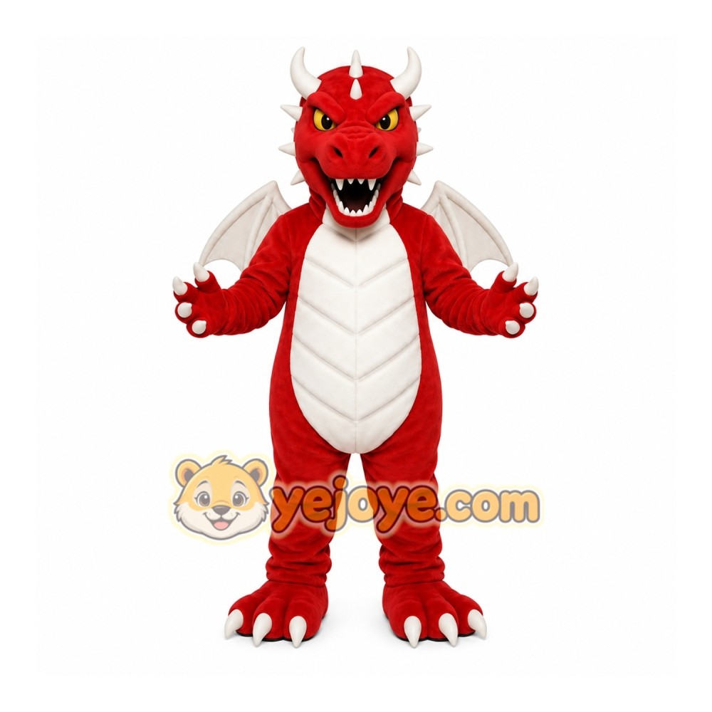 Red Dragon Mascot Costume with Custom Logo Red Dragon Mascot Costume with Custom Logo