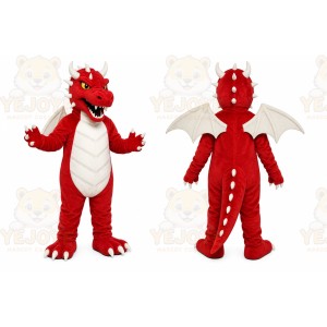Red Dragon Mascot Costume with Custom Logo