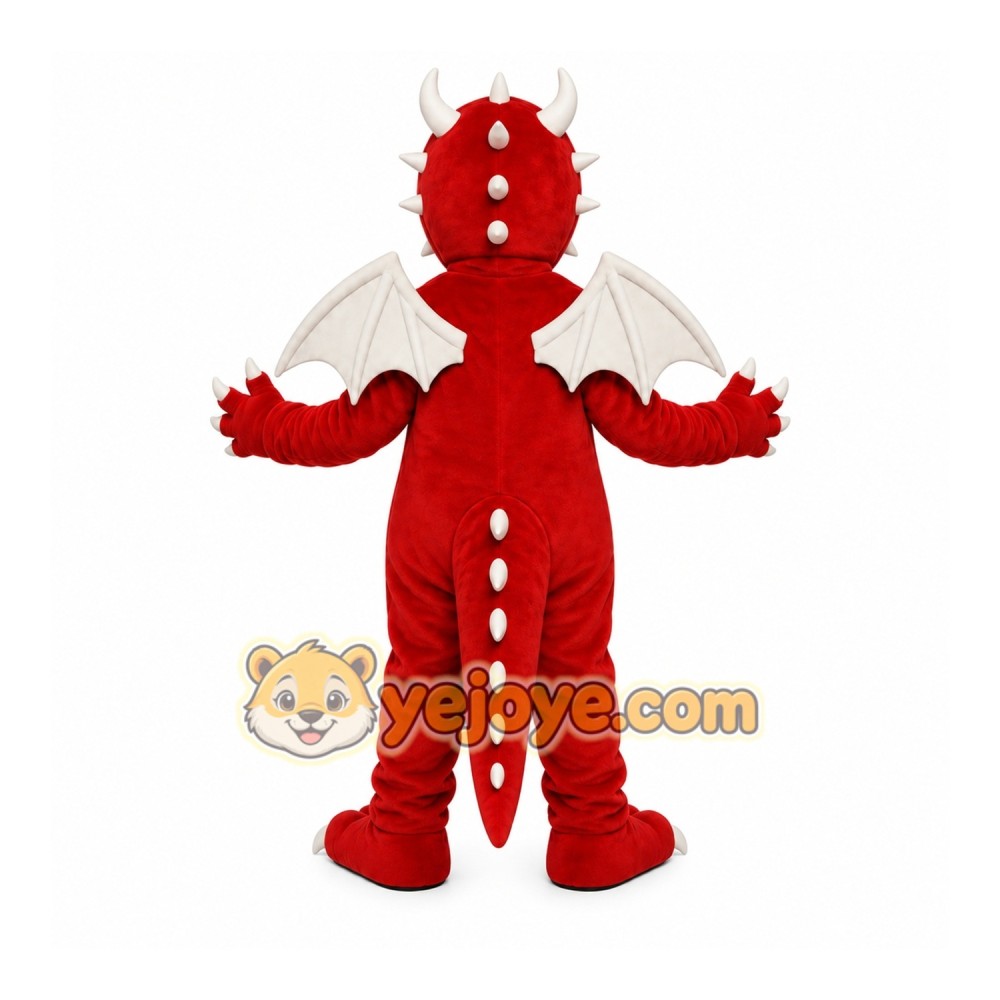 Red Dragon Mascot Costume with Custom Logo Red Dragon Mascot Costume with Custom Logo